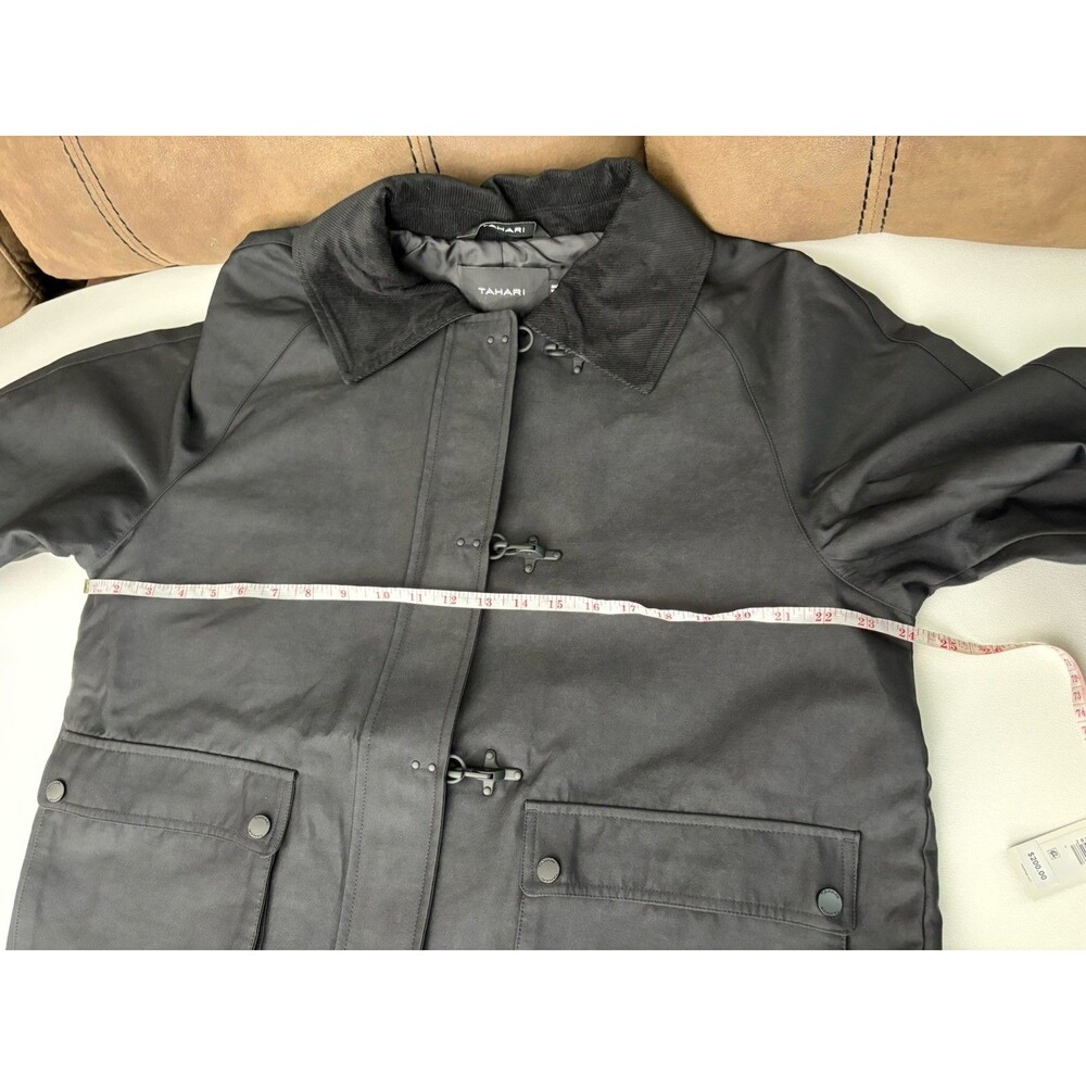 NWT Tahari Taylor Black Barn Jacket Corduroy Collar Toggle Snap Women's Coat L - Picture 6 of 16